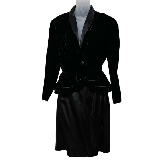 Vintage Rampage Velvet Peplum Jacket and Satin Skirt, 28” waist - Picture 1 of 12